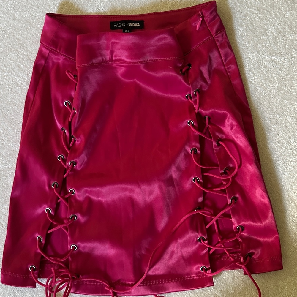 Two Piece Red Satin Set